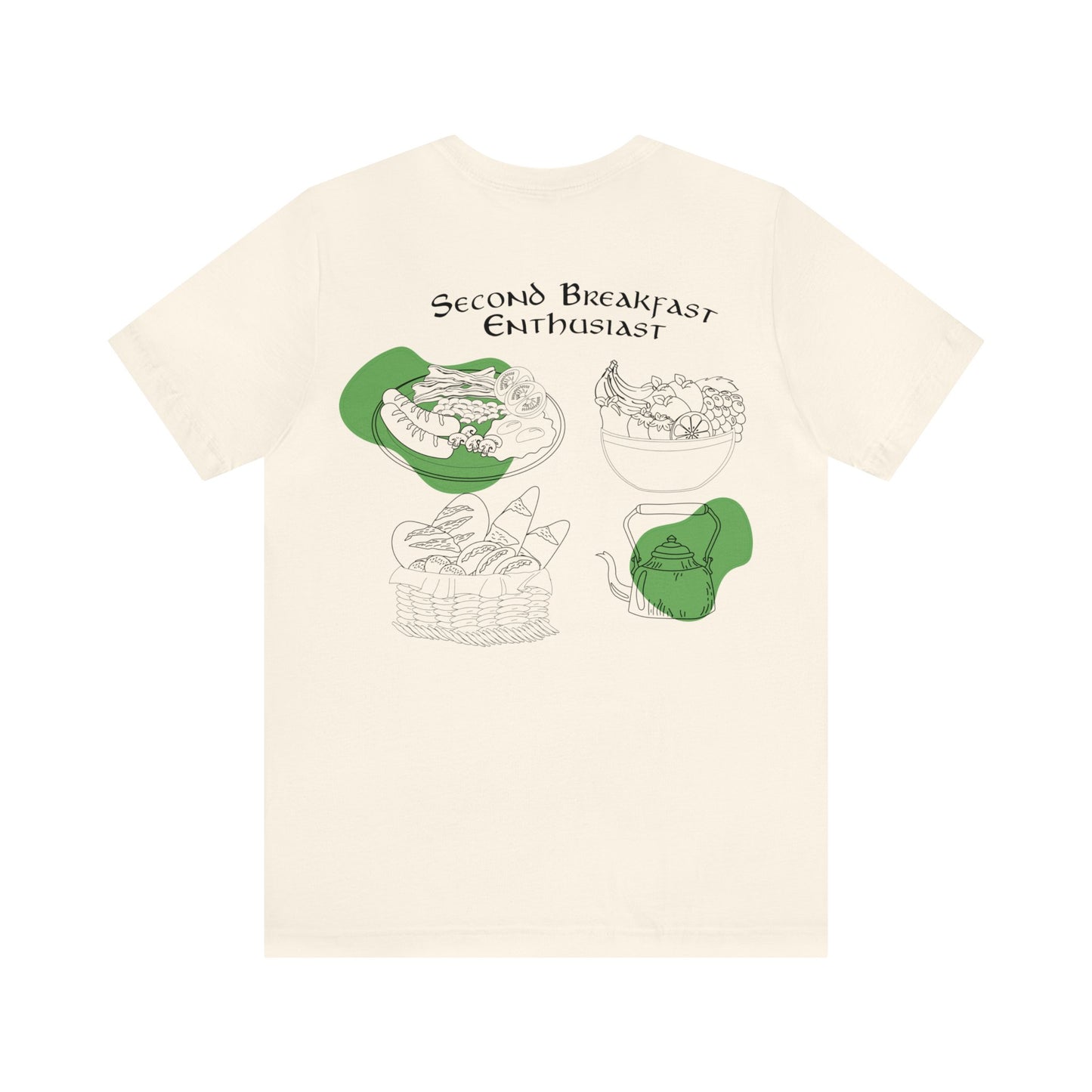 Second Breakfast on Back Unisex Jersey Short Sleeve Tee