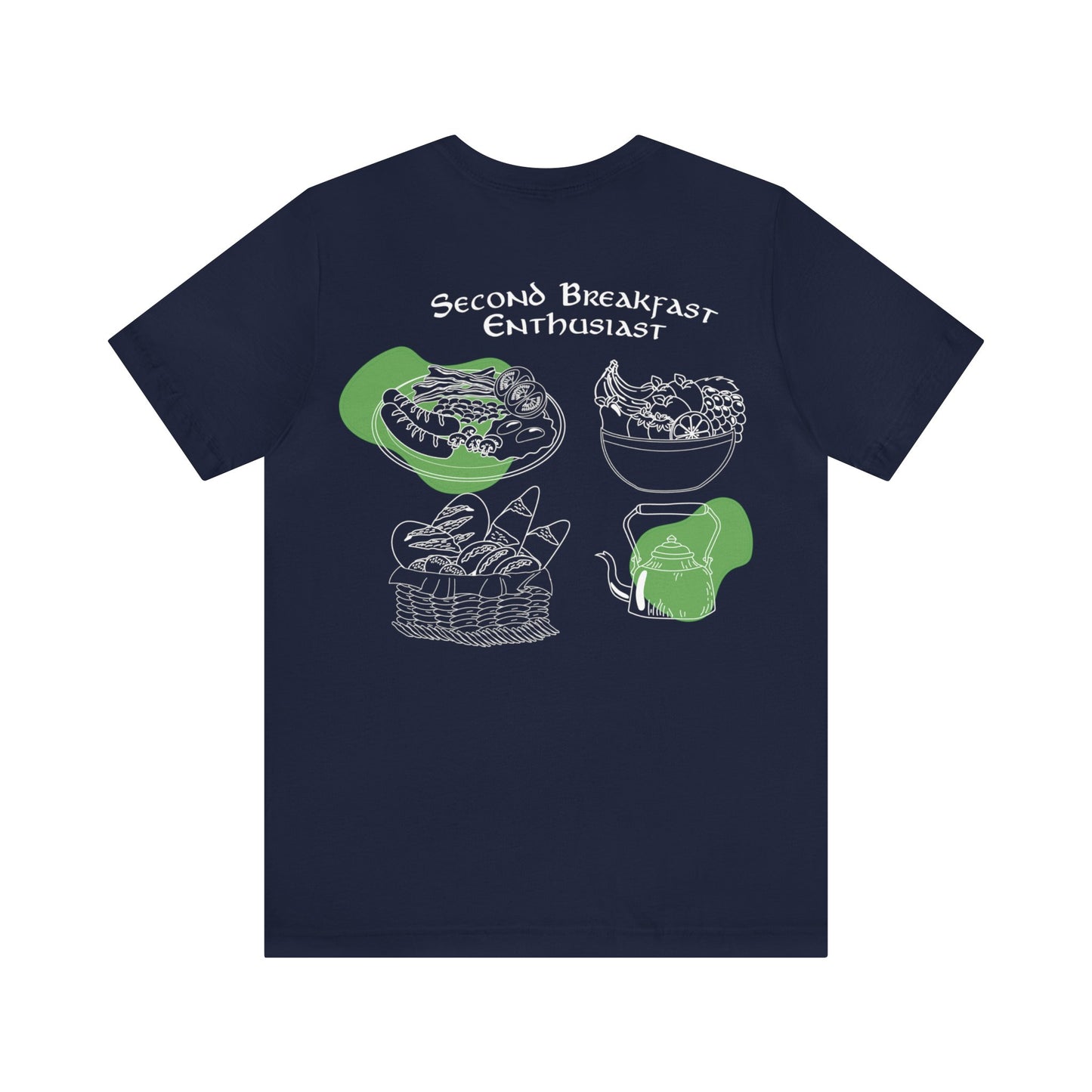 Second Breakfast on Back Unisex Jersey Short Sleeve Tee