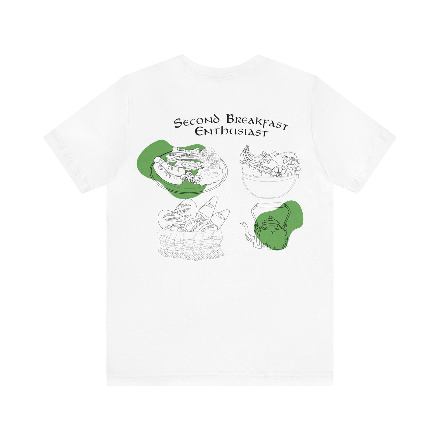 Second Breakfast on Back Unisex Jersey Short Sleeve Tee