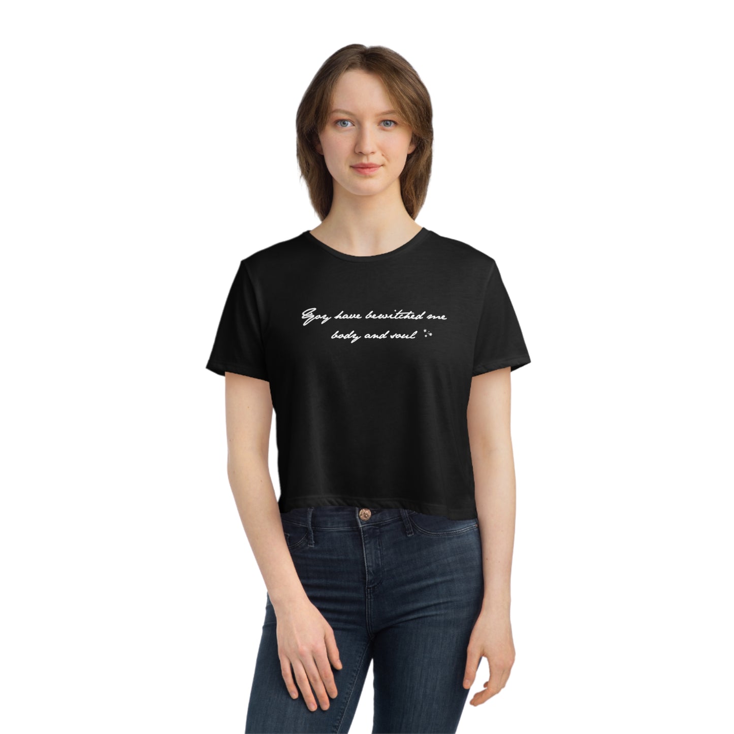 Bewitched - Jane Austen Quote Women's Flowy Cropped Tee